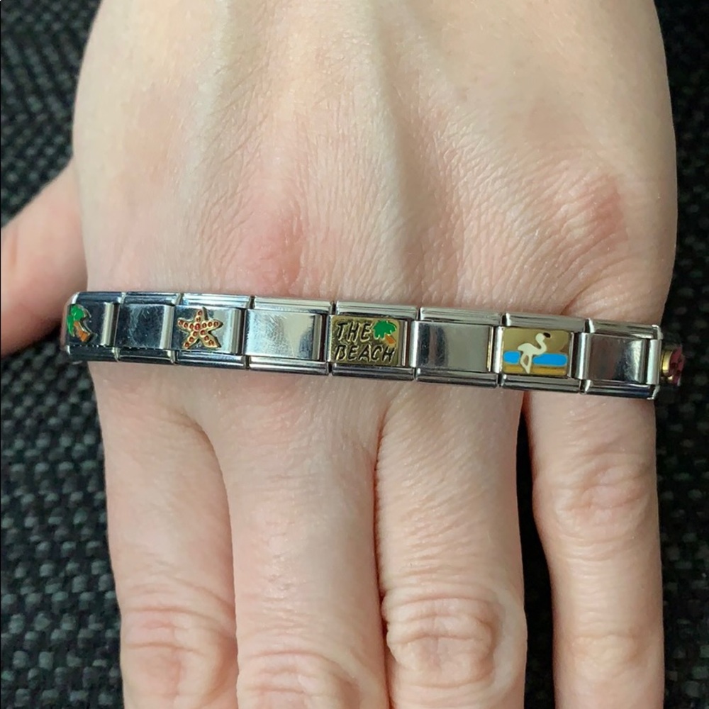 A beach themed Italian charm bracelet